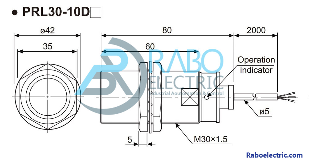 ابعاد سنسور PRL30-10DP آتونیکس